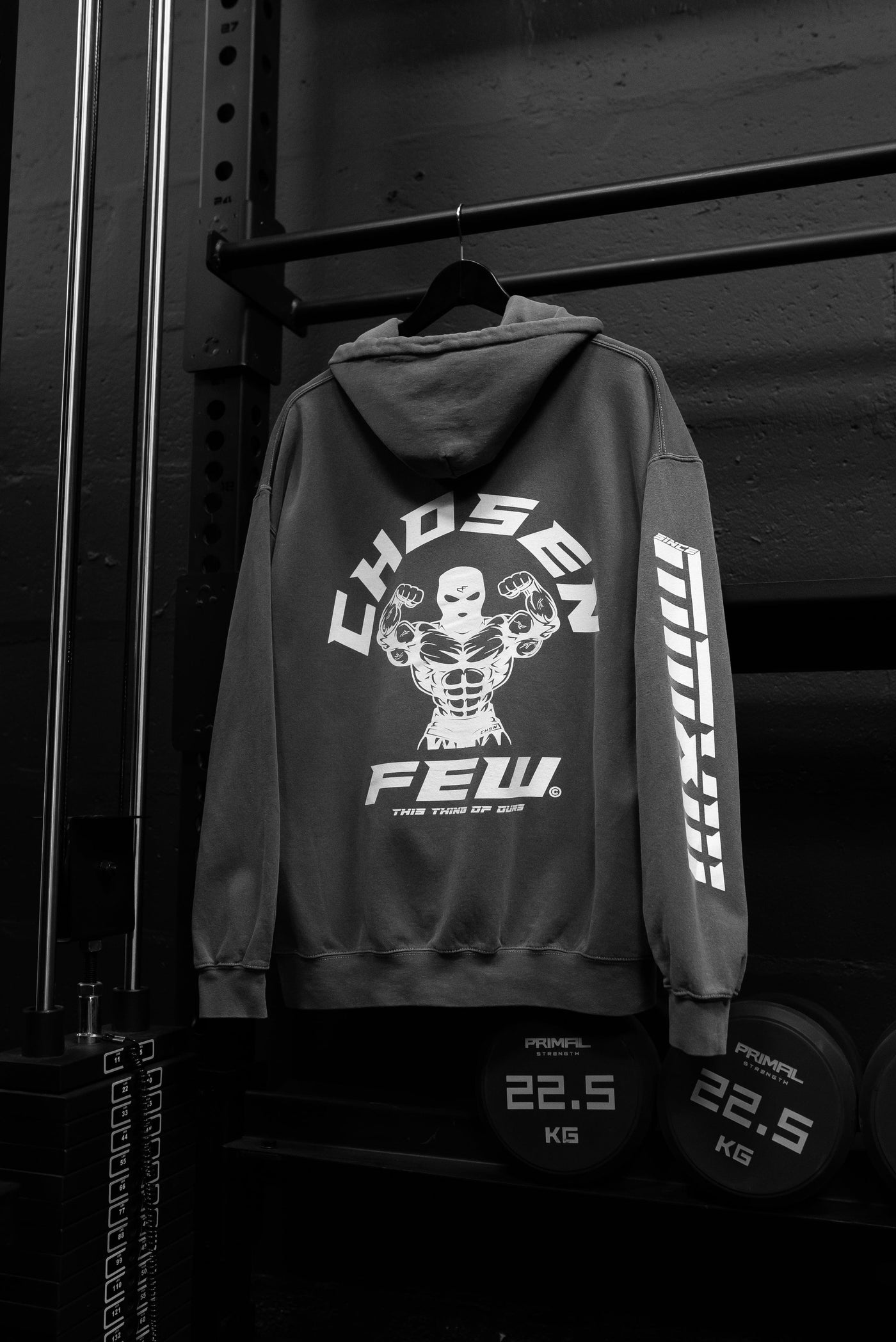 G Gym - Vintage Hoodie - Black & White