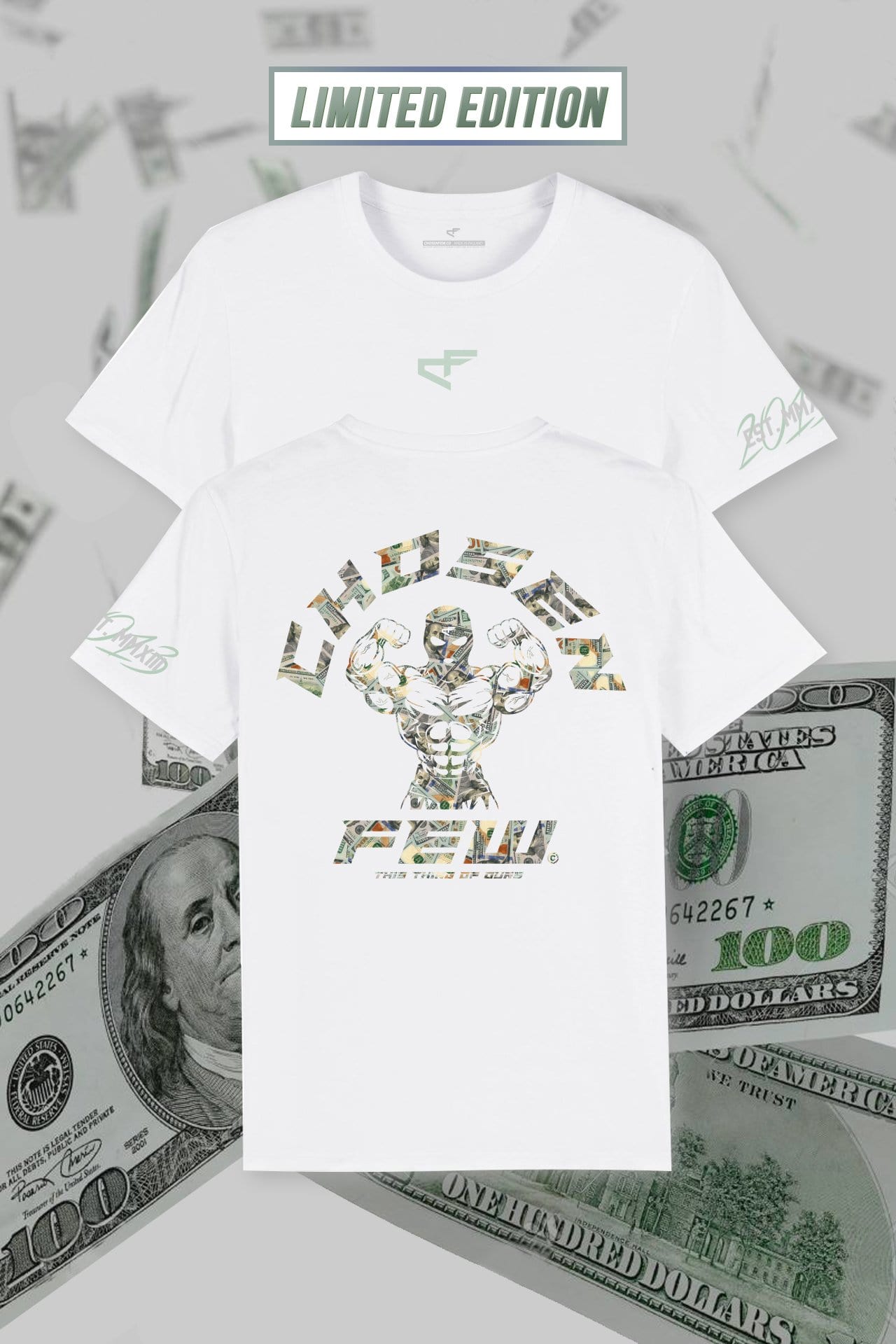 Fitted 'G' Gym Power Of The Dollar Special Edition T White